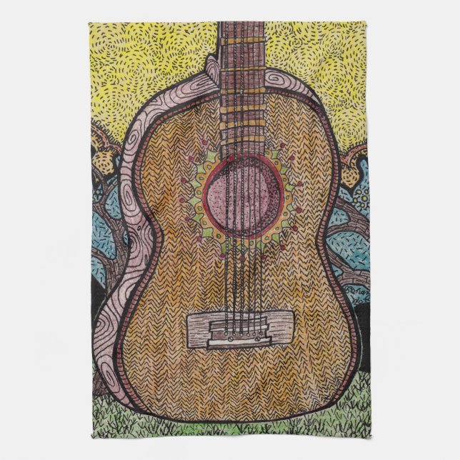 Design för handduk för #Sixgitarrmaträtt Kökshandduk (Vertikal)