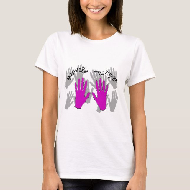 Design för händer för massageterapeut ROSA Tee Shirt (Framsida)