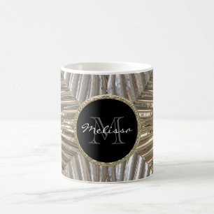Design för initialt silver för Monogram guld- Kaffemugg