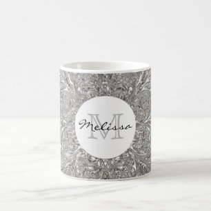Design för initialt silver för Monogram metallisk Kaffemugg
