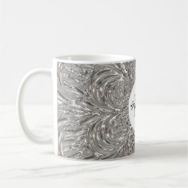 Design för initialt silver för Monogram metallisk Kaffemugg