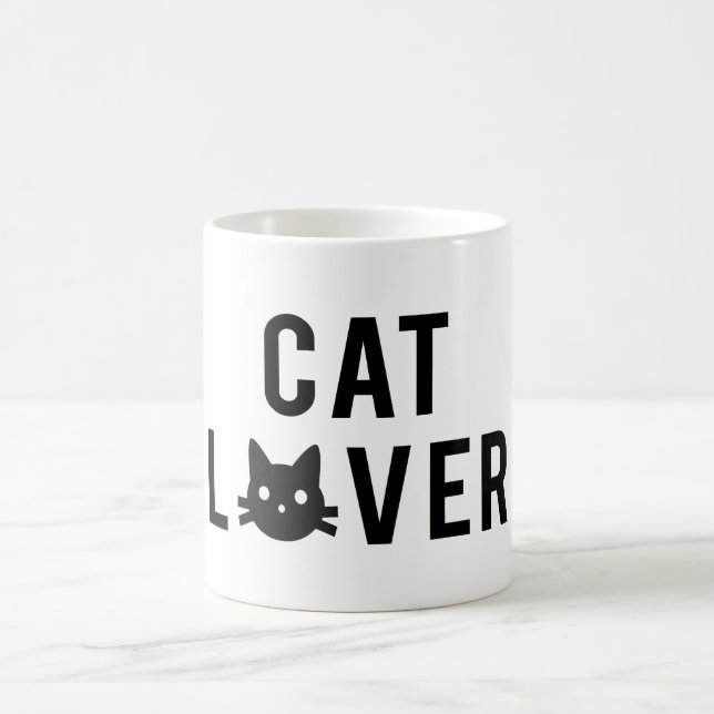 Design för kattälskaretext med svart kattansikte kaffemugg (Center)