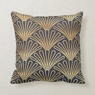 Design för klassikerart décofläkt, guld, grå f kudde