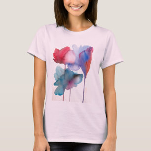 Design för konst för vattenfärgblomma modern bl tee shirt