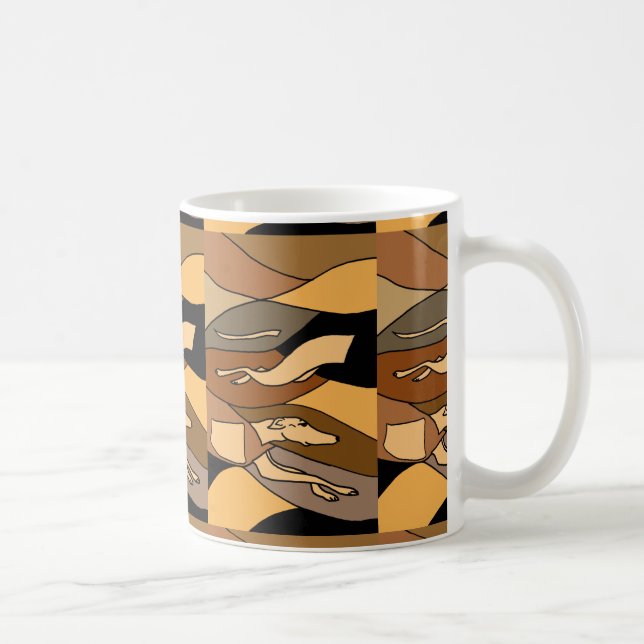 Design för konst för vinthundhundabstrakt kaffemugg (Höger)
