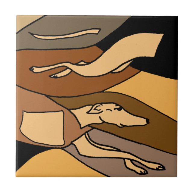 Design för konst för vinthundhundabstrakt kakelplatta (Framsidan)