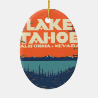 Design för Lake Tahoe vintage resordekal Julgransprydnad Keramik