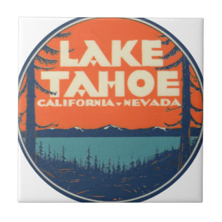 Design för Lake Tahoe vintage resordekal Kakelplatta