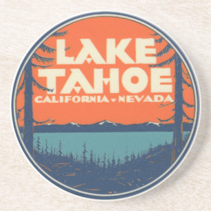 Design för Lake Tahoe vintage resordekal Underlägg