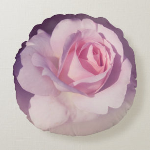 Design för lilor för vintageroblomma rosa rund kudde