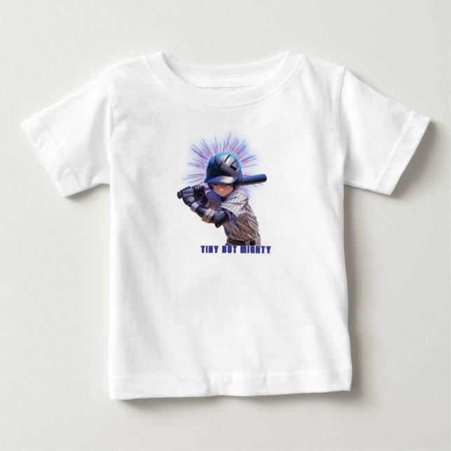 Design för liten men mäktig basebollspelare t shirt (Framsida)