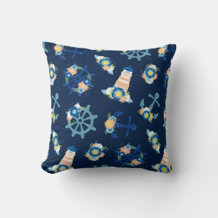 Design för ljussken för Cute Blommigt Nautical Blu Kudde