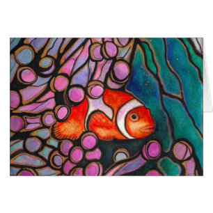Design "för målat glass" för Clownfish havsanemon! Hälsningskort