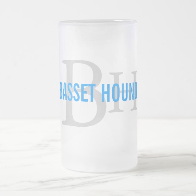 Design för Monogram för Bassethundavel Frostat Ölglas (Center)