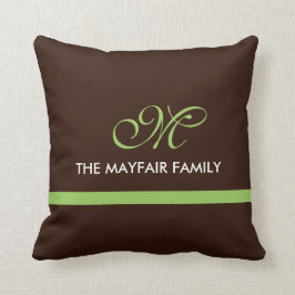 Design för Monogram för familj för grönt för Kudde