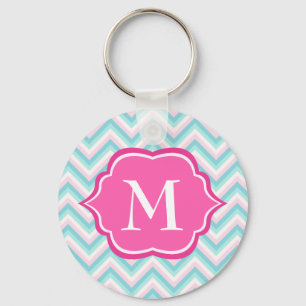Design för Monogram för vit för Aquablåttsparr Nyckelring