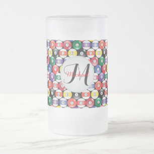 Design för Monogrambiljardboll Frostat Ölglas