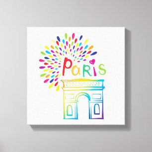 Design för neon för Paris frankriken Arc de Canvastryck