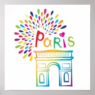 Design för neon för Paris frankriken   Arc de Poster
