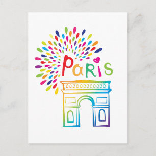 Design för neon för Paris frankriken Arc de Vykort