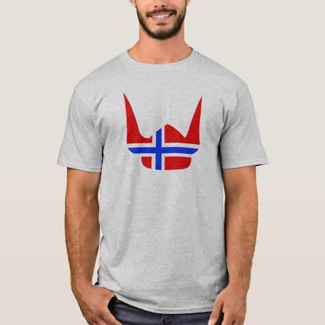 Design för norge för hjälmViking flagga T Shirt (Framsida)
