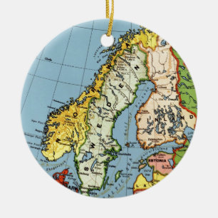 Design för norgesverigeDanmark karta Julgransprydnad Keramik