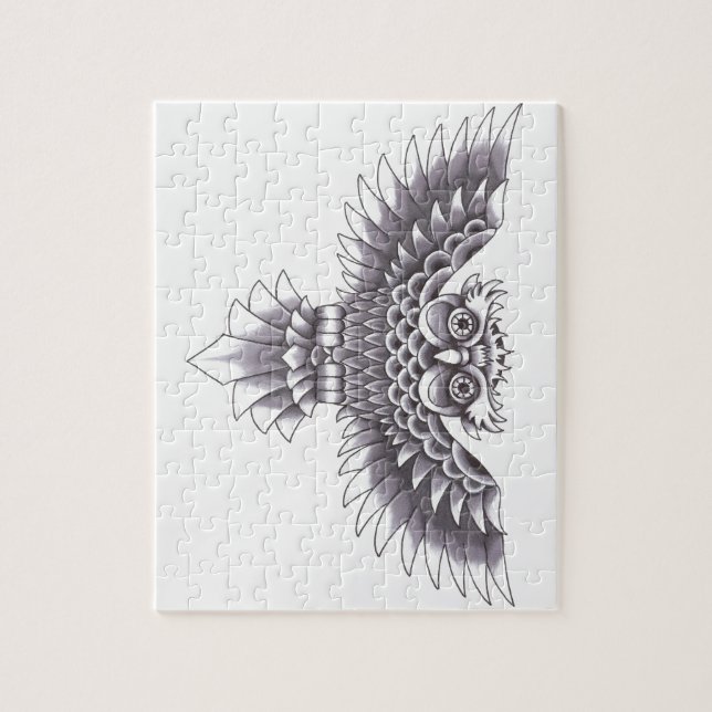 Design för old schoolugglatatuering pussel (Vertikal)