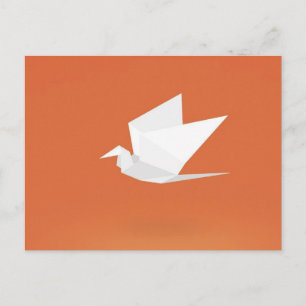 Design för orange färg för Origami kranfågel Vykort