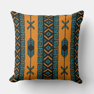 Design för orange Southwest för turkos stam- Aztec Kudde