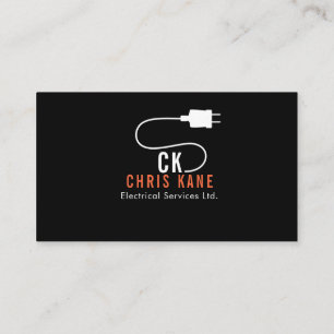 Design för orange- & vitelektrikerlogotyp visitkort