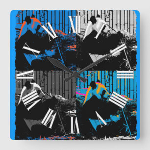 Design för PandabjörnMång--panel modern konst Fyrkantig Klocka