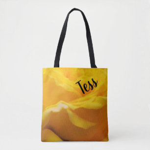 Design för personliggul rosblommar tygkasse