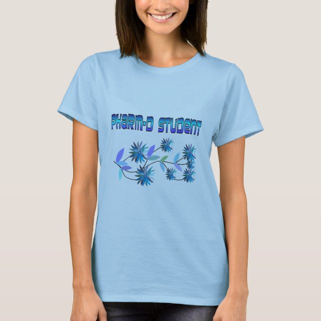 Design för Pharm D studentblåa blommor T-shirt (Framsida)