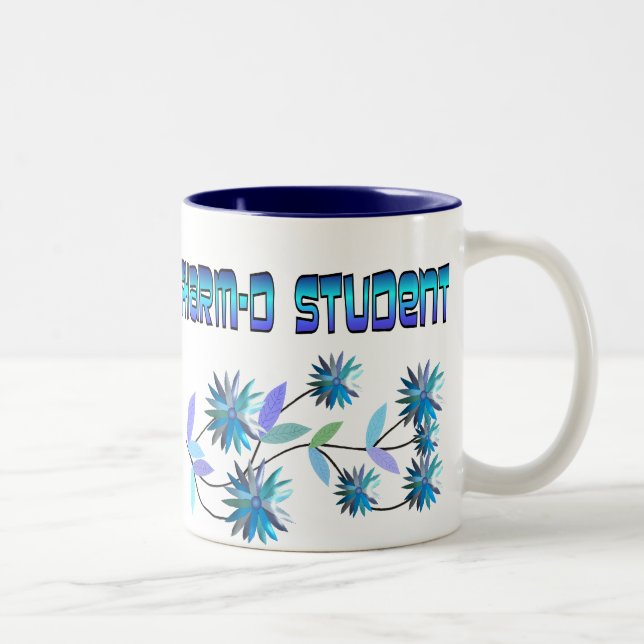 Design för Pharm D studentblåa blommor Två-Tonad Mugg (Höger)