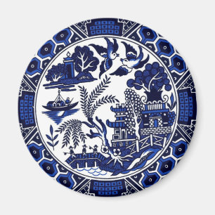 Design för pil för blått- & vitchinablått magnet