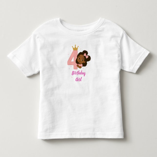 Design för Pink Princess 4-årsdag T Shirt (Framsida)