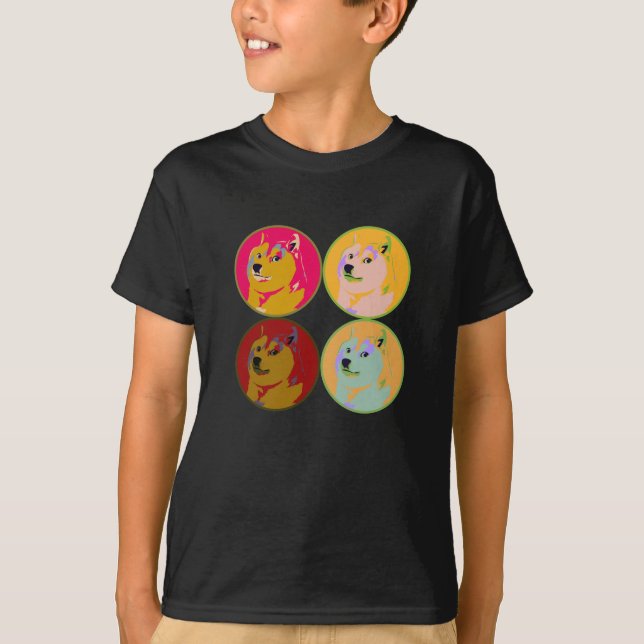 Design för popkonstdogecoin t-shirt (Framsida)