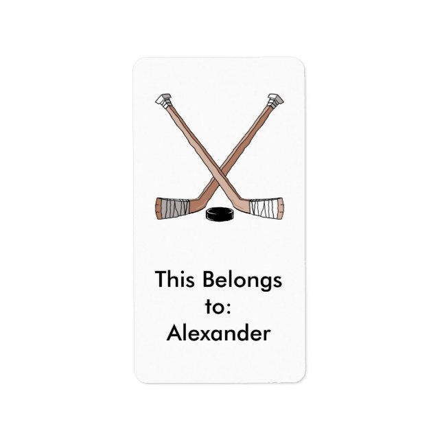 design för puckel- och hockeysticks adressetikett (Framsidan)