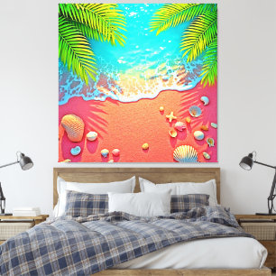 Design för rosa sandstrandparadis canvastryck
