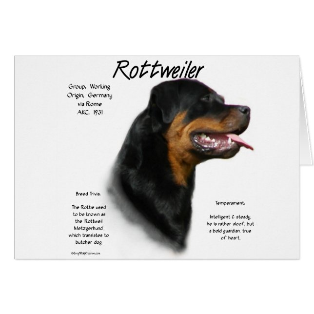 Design för rotweiler-historik hälsningskort (Framsidan Horizontal)