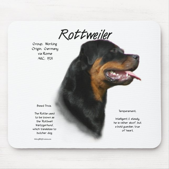 Design för rotweiler-historik musmatta (Framsidan)