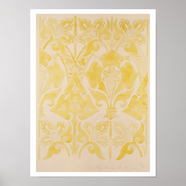Design för sammet eller silke brocatelle, 1850 (pe poster (Framsidan)