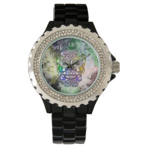 Design för skalle för regnbågeGoth socker Armbandsur