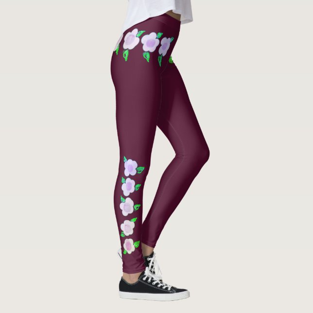 Design för söt Lila Blommigt Leggings (Höger)