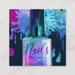 Design för Splatter för nageltekniker färgglad Fyrkantigt Visitkort