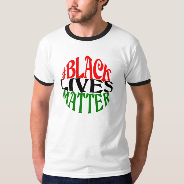 Design för stil för svartlivmateria Retro Tee Shirt (Framsida)