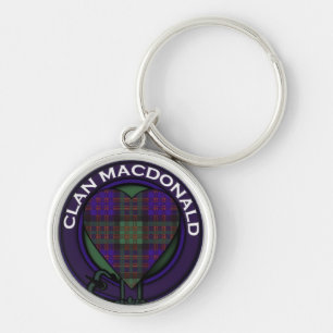 Design för Tartan för klanMacdonald hjärta Rund Silverfärgad Nyckelring