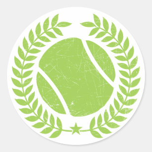 Design för tennisboll- och tennislagvintage runt klistermärke