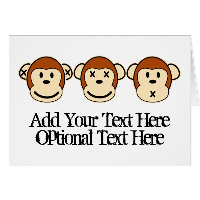 Design för tre apor hälsningskort (Framsidan Horizontal)