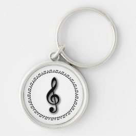 Design för treble Clef Music Rund Silverfärgad Nyckelring